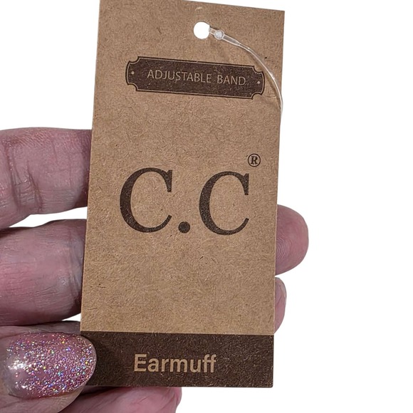 C.C. Cable Knit Faux Fur Earmuffs Beige Adjustable Winter Warm New Outdoors - Picture 8 of 10